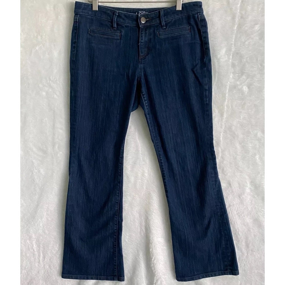 Ann Taylor Loft Boot Cut Jeans Women 10 petite regular fit low rise dark stretch